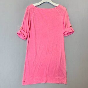 Lilly Pulitzer Dress Swim Cover Small Pink Marlowe Boatneck 3/4 Tab‎ Sleeve